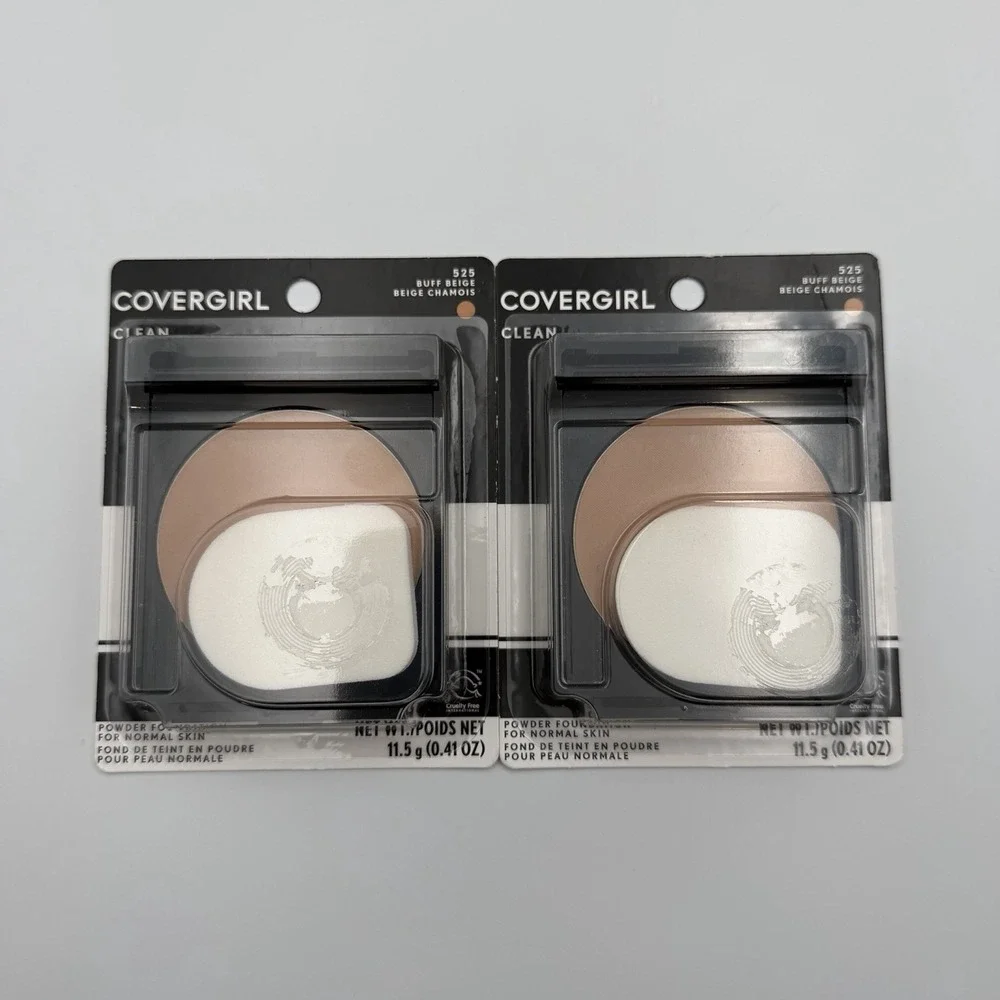 (2) COVERGIRL Clean Powder Foundation Normal Skin #525 BUFF BEIGE Original Talc